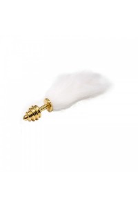 Анальная пробка с хвостиком рельефная Anal Plug White Tail Gold S
